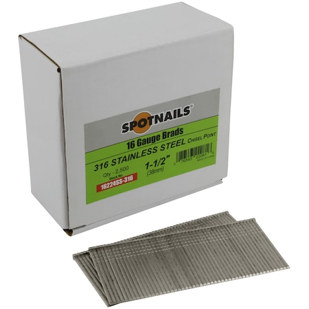 Spotnails Collated Brad Nail, 16 ga, Hot Dipped Galvanized, Brad Head, Straight 16224SS-316